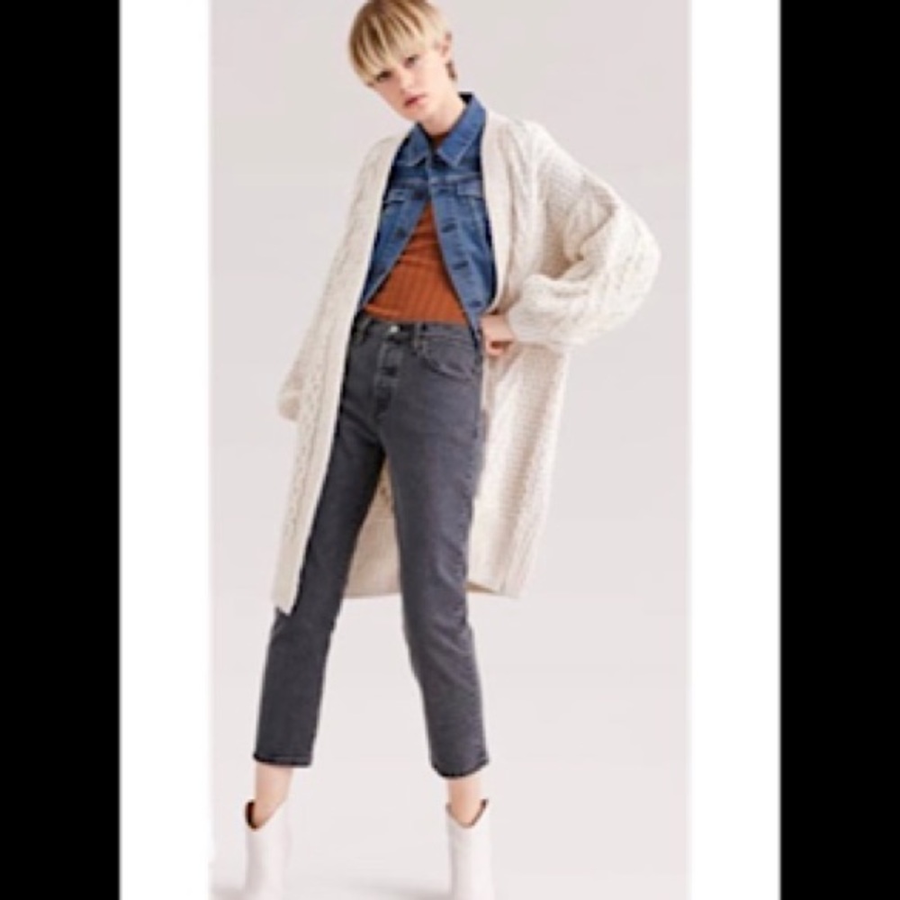 NWT Topshop Long Open Front Cardi - Size 4 - Oat